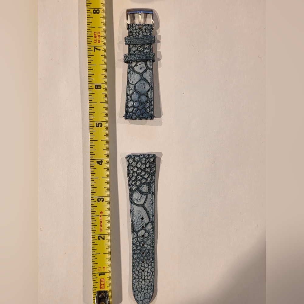 Blue Textured Leather Watch Band